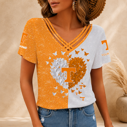 [FAN FAVORITE] NEW CUSTOMIZED NCAA CWS12 TNV TENNESSEE VOLUNTEERS V-NECK SHIRT