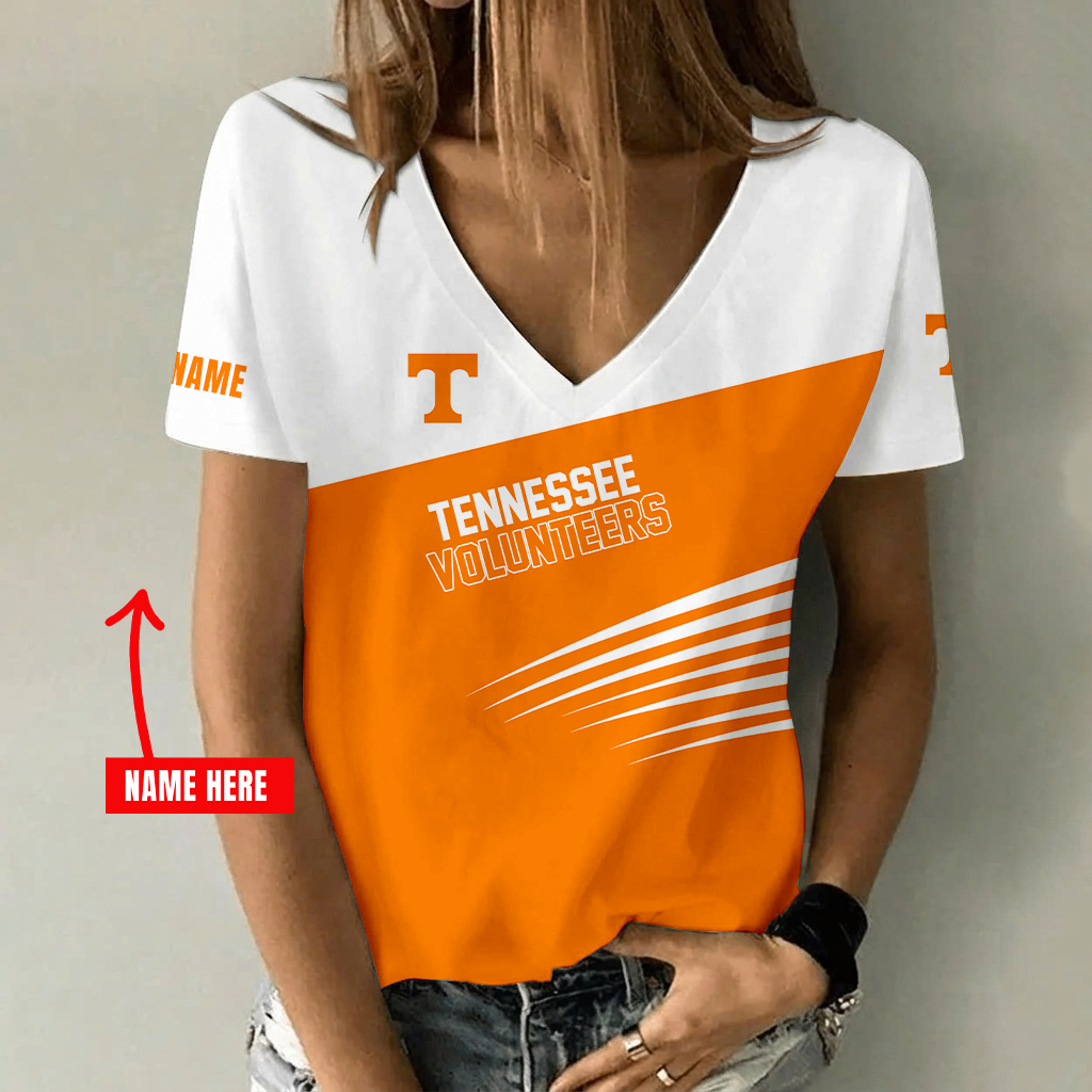 [FAN FAVORITE] NEW CUSTOMIZED NCAA CWS12 TNV TENNESSEE VOLUNTEERS V-NECK FEMALE SHIRT