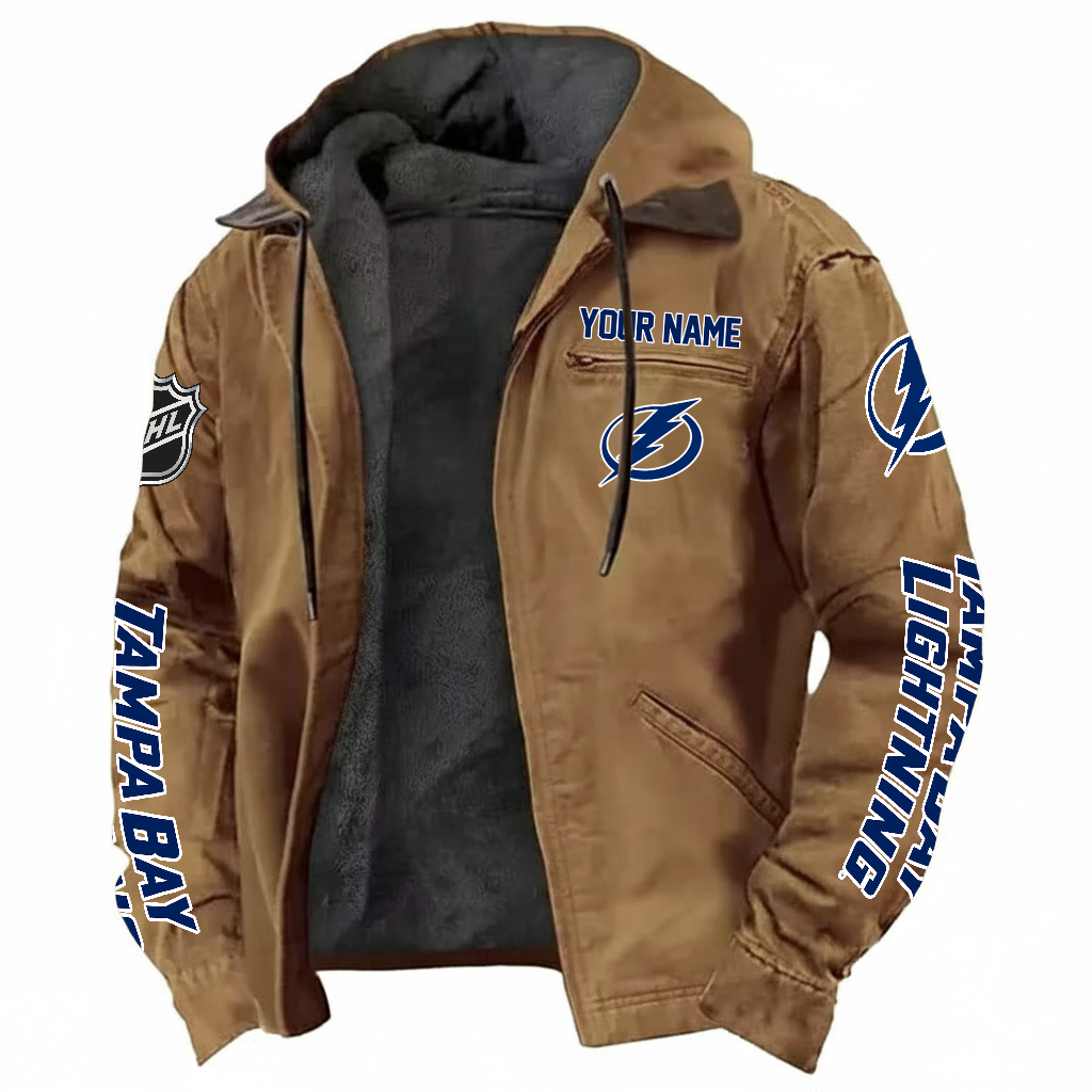 LIMITED EDITION - NEW CUSTOMIZED NHL12 TPL TAMPA BAY LIGHTNINGS HOODED CARDIGAN JACKET