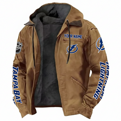 LIMITED EDITION - NEW CUSTOMIZED NHL12 TPL TAMPA BAY LIGHTNINGS HOODED CARDIGAN JACKET