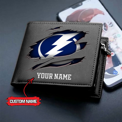 LIMITED EDITION - NEW CUSTOMIZED NHL12 TPL TAMPA BAY LIGHTNING LEATHER WALLET