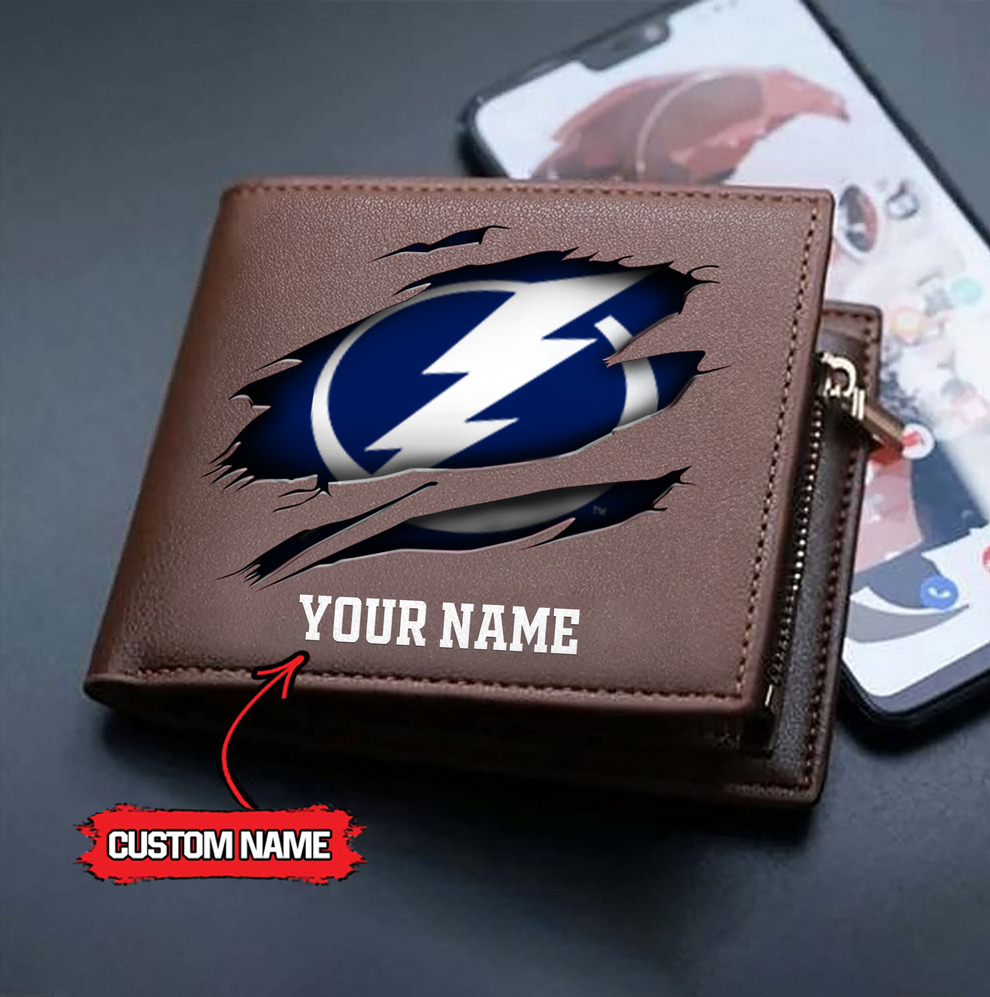 LIMITED EDITION - NEW CUSTOMIZED NHL12 TPL TAMPA BAY LIGHTNING LEATHER WALLET