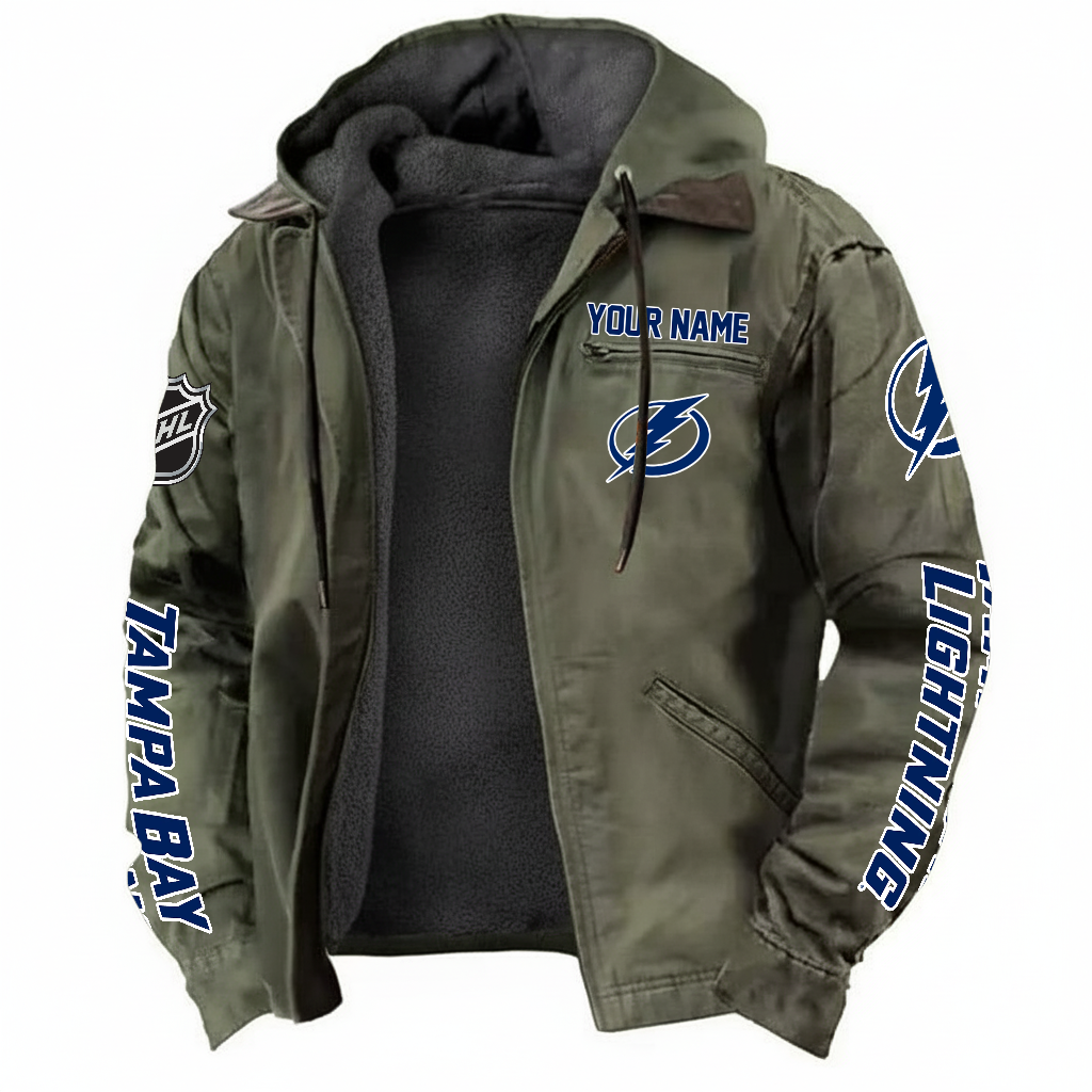 LIMITED EDITION - NEW CUSTOMIZED NHL12 TPL TAMPA BAY LIGHTNINGS HOODED CARDIGAN JACKET