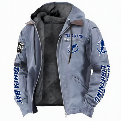 LIMITED EDITION - NEW CUSTOMIZED NHL12 TPL TAMPA BAY LIGHTNINGS HOODED CARDIGAN JACKET