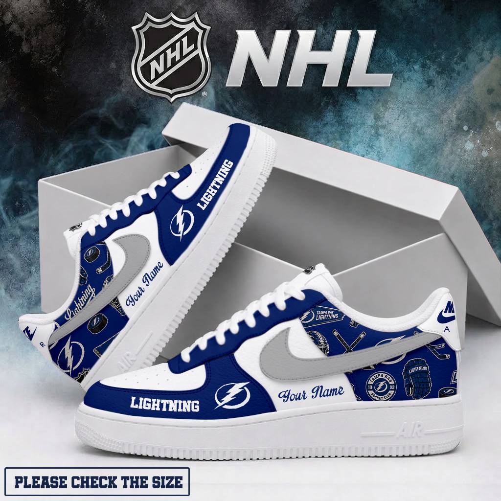 LIMITED EDITION - NEW CUSTOMIZED NHL12 TPL TAMPA BAY LIGHTNING AF1 SHOES