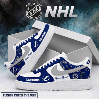 LIMITED EDITION - NEW CUSTOMIZED NHL12 TPL TAMPA BAY LIGHTNING AF1 SHOES