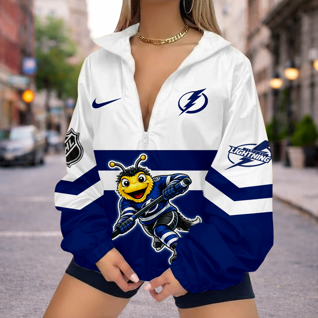 LIMITED EDITION - NEW CUSTOMIZED NHL12 TPL TAMPA BAY LIGHTNING V-NECK ZIPPER SWEATSHIRT JACKET