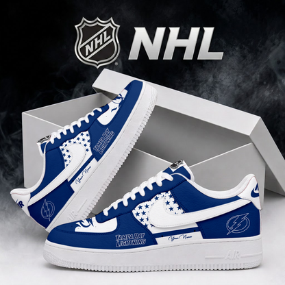 SPECIAL EDITION - NEW CUSTOMIZED NHL12 TPL TAMPA BAY LIGHTNING AF1 SHOES