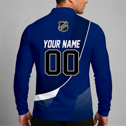 [SUPER SALE] NEW CUSTOMIZED NHL12 TPL TAMPA BAY LIGHTNING MEN LONG SLEEVE POLO