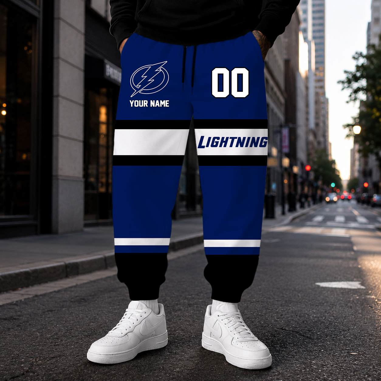 VIRAL EDITION - NEW CUSTOMIZED NHL12 TPL TAMPA BAY LIGHTNING SWEATPANTS