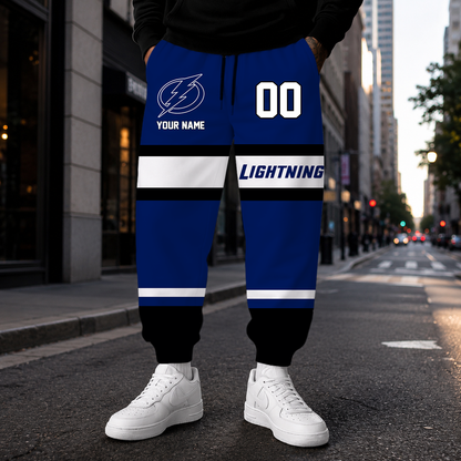 VIRAL EDITION - NEW CUSTOMIZED NHL12 TPL TAMPA BAY LIGHTNING SWEATPANTS
