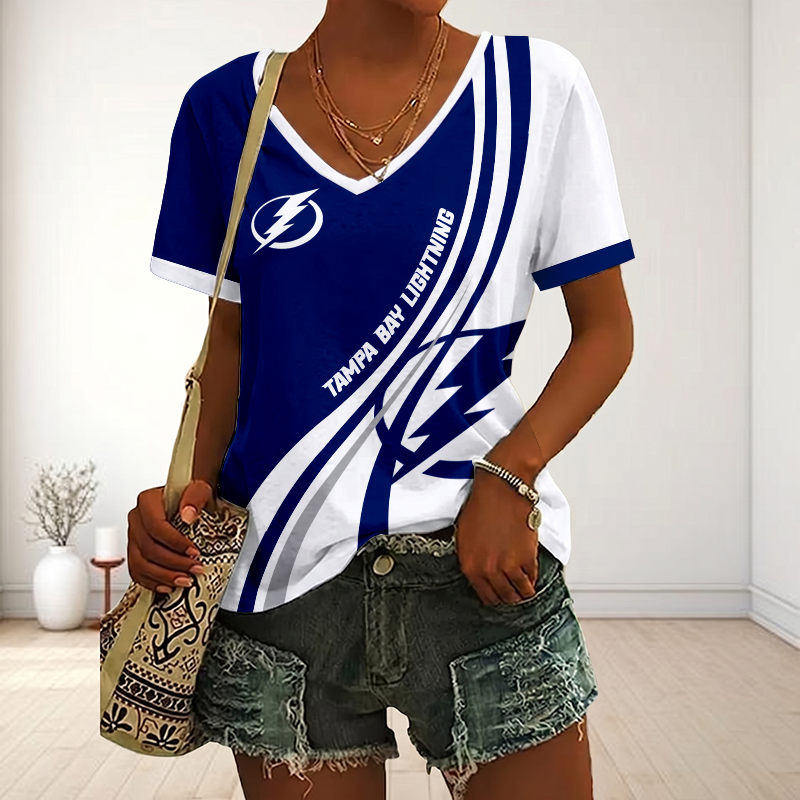 LIMITED EDITION - NEW CUSTOMIZED NHL12 TPL TAMPA BAY LIGHTNING V-NECK FEMALE SHIRT