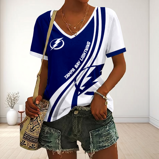 LIMITED EDITION - NEW CUSTOMIZED NHL12 TPL TAMPA BAY LIGHTNING V-NECK FEMALE SHIRT