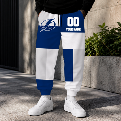 LIMITED EDITION - NEW CUSTOMIZED NHL12 TPL TAMPA BAY LIGHTNING SWEATPANTS