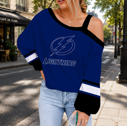 EXCLUSIVE EDITION - NEW CUSTOMIZED NHL12 TPL TAMPA BAY LIGHTNING DROP SHOULDER SWEATSHIRT