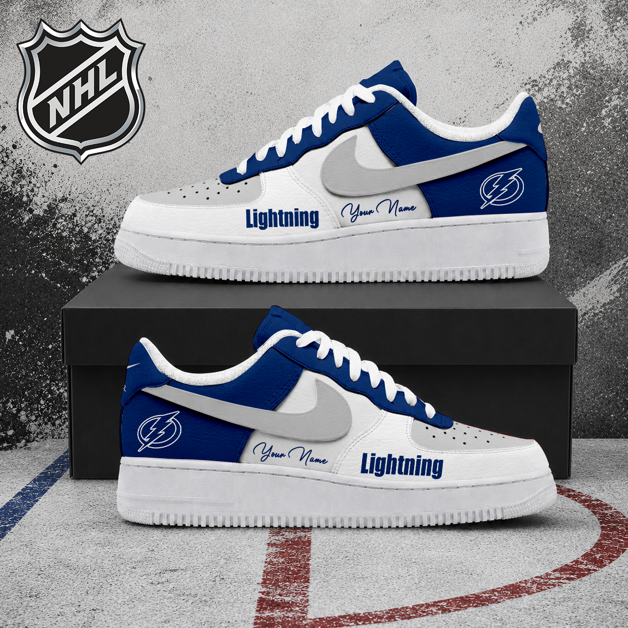 FINAL CLEARANCE - NEW CUSTOMIZED NHL12 TPL TAMPA BAY LIGHTNING AF1 SHOES