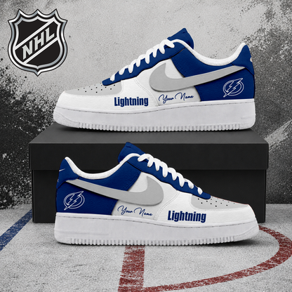 FINAL CLEARANCE - NEW CUSTOMIZED NHL12 TPL TAMPA BAY LIGHTNING AF1 SHOES