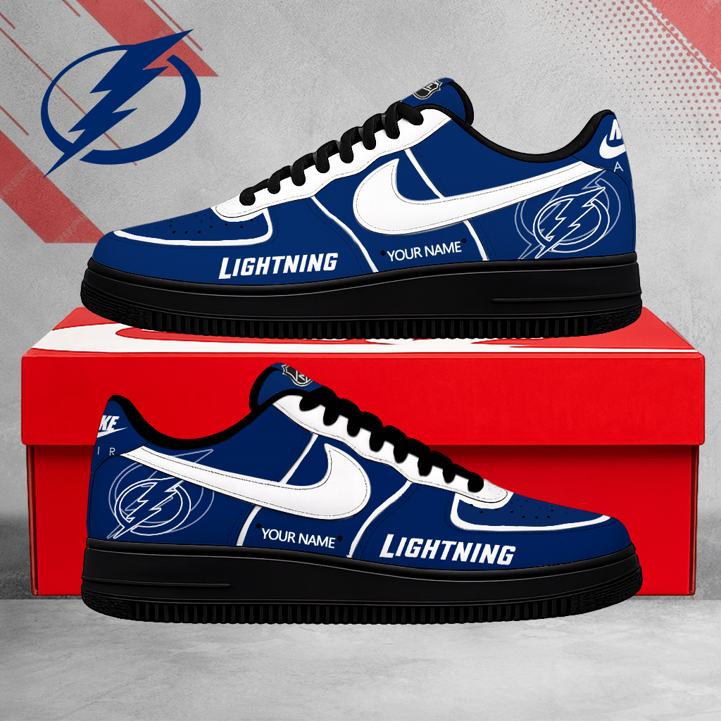 LIMITED EDITION - NEW CUSTOMIZED NHL12 TPL TAMPA BAY LIGHTNING AF1 SHOES