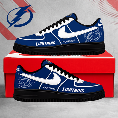LIMITED EDITION - NEW CUSTOMIZED NHL12 TPL TAMPA BAY LIGHTNING AF1 SHOES