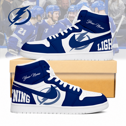 LIMITED EDITION - NEW CUSTOMIZED NHL12 TPL TAMPA BAY LIGHTNING AIR JORDAN SNEAKERS