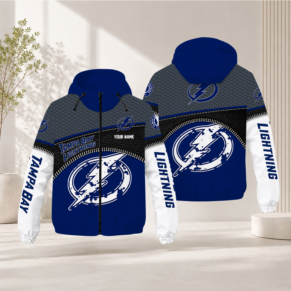 EXCLUSIVE EDITION - NEW CUSTOMIZED NHL12 TPL TAMPA BAY LIGHTNING WINDBREAKER JACKET