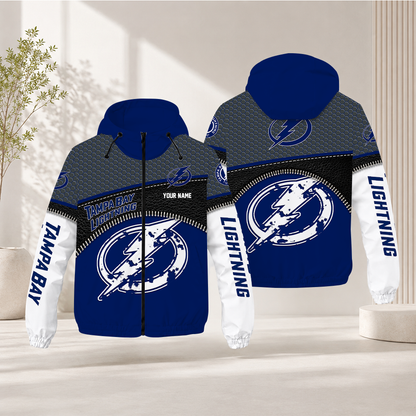 EXCLUSIVE EDITION - NEW CUSTOMIZED NHL12 TPL TAMPA BAY LIGHTNING WINDBREAKER JACKET