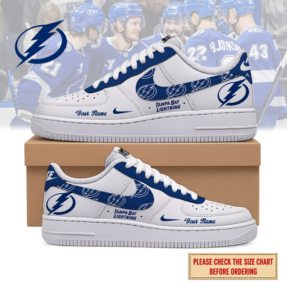 EXCLUSIVE EDITION - NEW CUSTOMIZED NHL12 TPL TAMPA BAY LIGHTNING AF1 SHOES