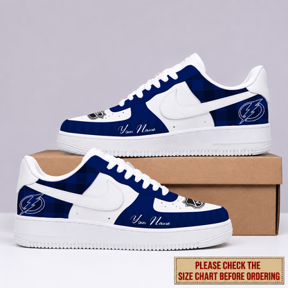 LIMITED EDITION - NEW CUSTOMIZED NHL12 TPL TAMPA BAY LIGHTNING AF1 SHOES