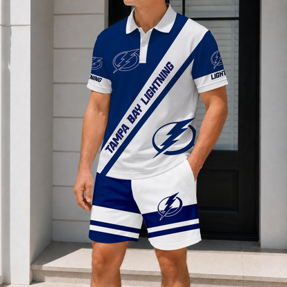 LIMITED EDITION - NEW CUSTOMIZED NHL12 TPL TAMPA BAY LIGHTNING POLO & SHORT PANTS SET