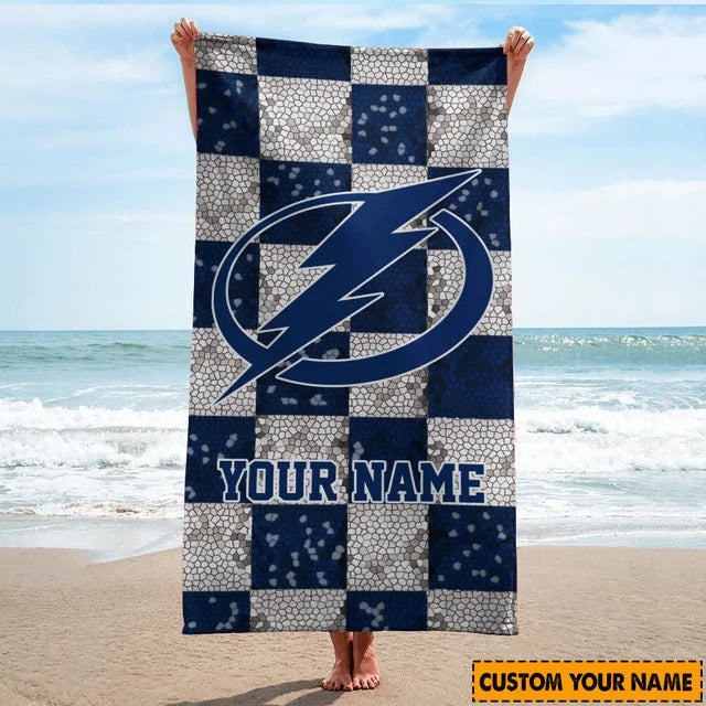 LIMITED EDITION - NEW CUSTOMIZED NHL12 TPL TAMPA BAY LIGHTNING BEACH TOWEL FOR FAN