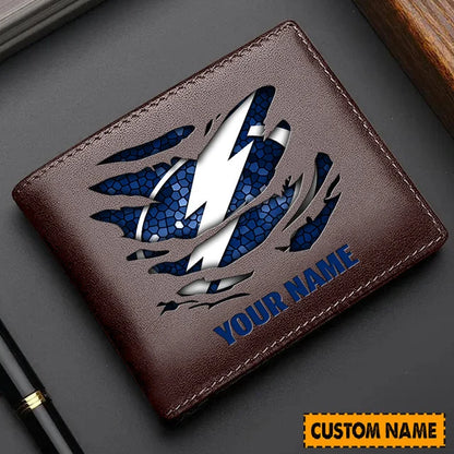 LIMITED EDITION - NEW CUSTOMIZED NHL12 TPL TAMPA BAY LIGHTNING LEATHER WALLET