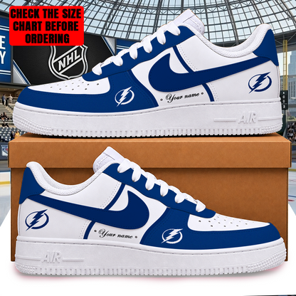 LIMITED EDITION - NEW CUSTOMIZED NHL12 TPL TAMPA BAY LIGHTNING AF1 SHOES