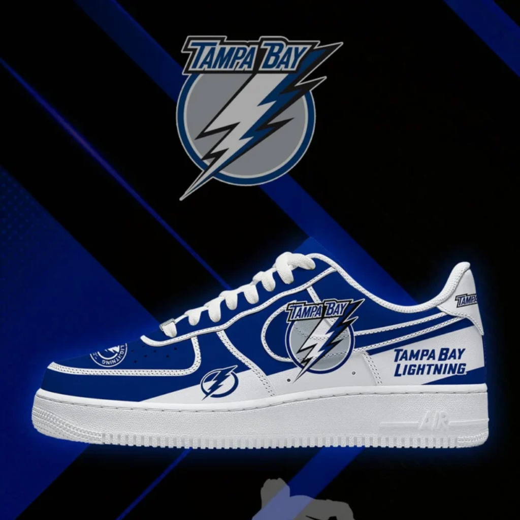 LIMITED EDITION - NEW CUSTOMIZED NHL12 TPL TAMPA BAY LIGHTNING AF1 SHOES