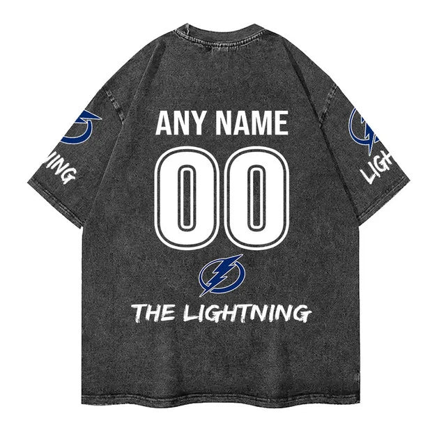 [SUPER SALE] NEW CUSTOMIZED NHL12 TPL TAMPA BAY LIGHTNING MULTICOLOR WASHED TEE