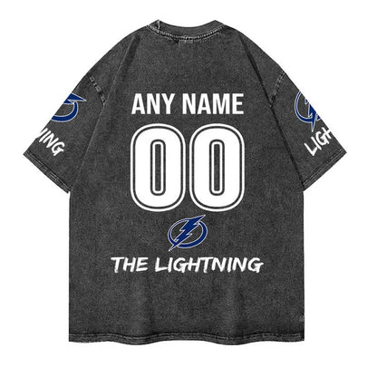 [SUPER SALE] NEW CUSTOMIZED NHL12 TPL TAMPA BAY LIGHTNING MULTICOLOR WASHED TEE