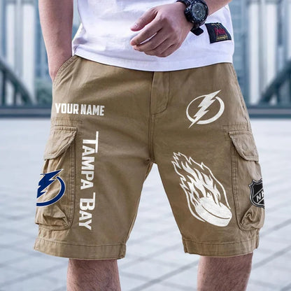 [SUPER SALE] NEW CUSTOMIZED NHL12 TPL TAMPA BAY LIGHTNING CARGO SHORTS