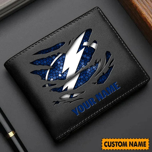 LIMITED EDITION - NEW CUSTOMIZED NHL12 TPL TAMPA BAY LIGHTNING LEATHER WALLET
