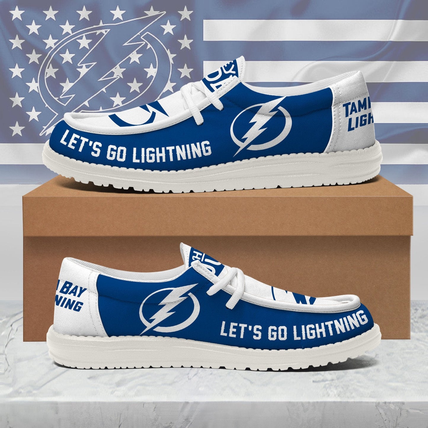 LIMITED EDITION - NEW CUSTOMIZED NHL12 TPL TAMPA BAY LIGHTNING LOAFER SHOES