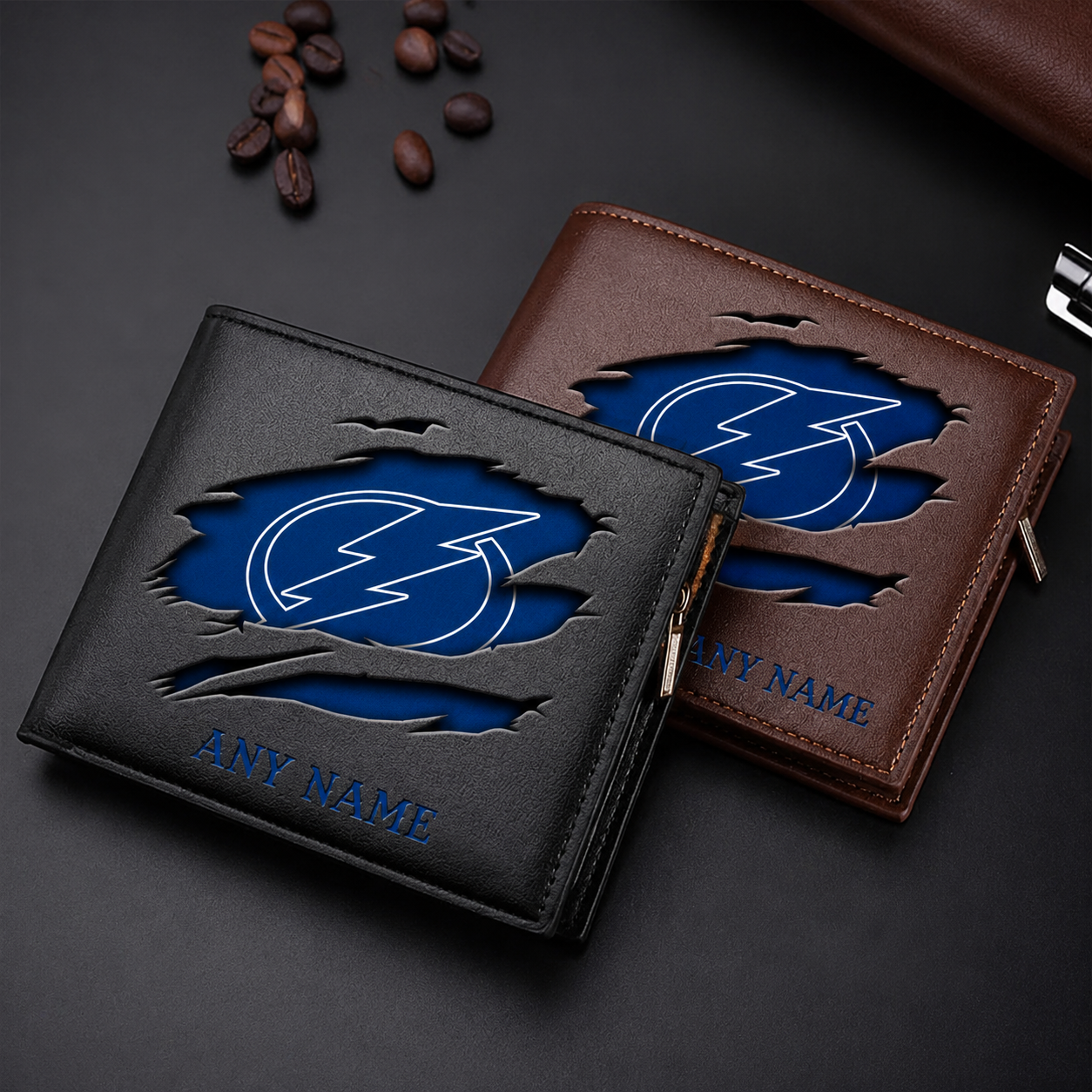 LIMITED EDITION - NEW CUSTOMIZED NHL12 TPL TAMPA BAY LIGHTNING LEATHER WALLET