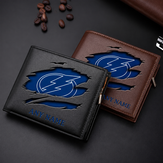 LIMITED EDITION - NEW CUSTOMIZED NHL12 TPL TAMPA BAY LIGHTNING LEATHER WALLET