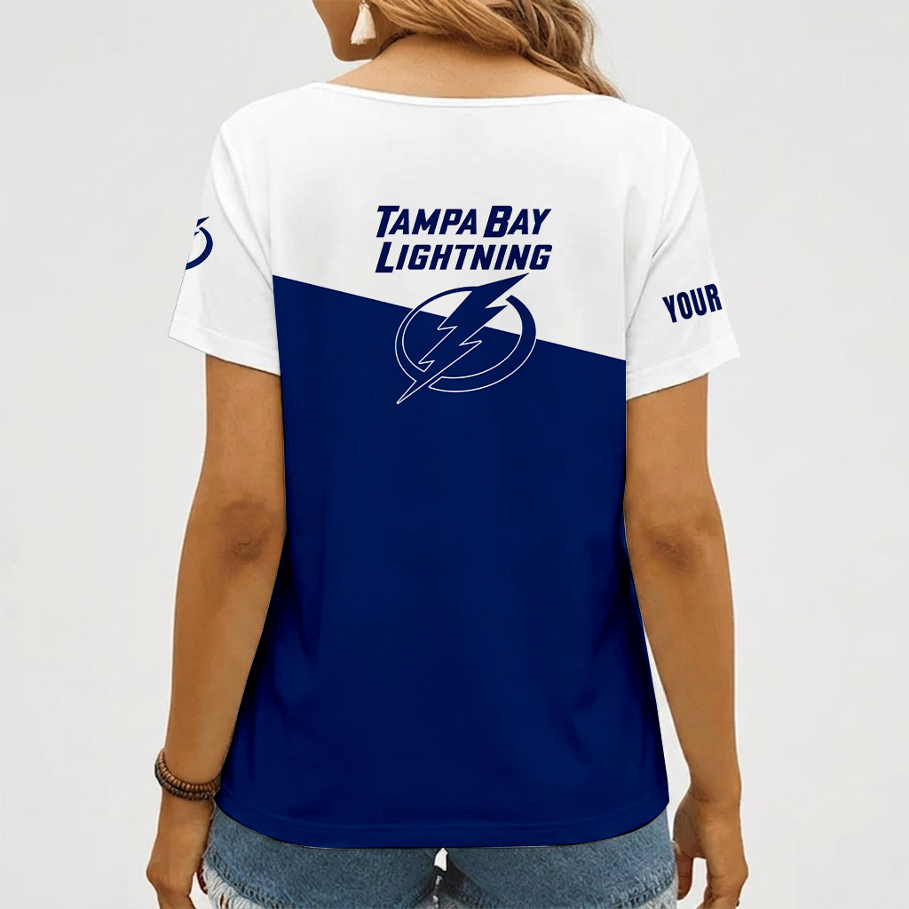 [SUPER SALE] NEW CUSTOMIZED NHL12 TPL TAMPA BAY LIGHTNING V-NECK FEMALE SHIRT