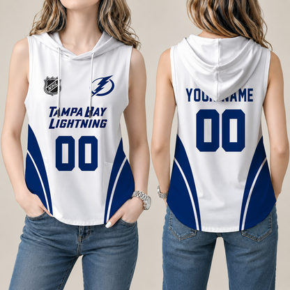 [SUPER SALE] NEW CUSTOMIZED NHL12 TPL TAMPA BAY LIGHTNING WOMEN'S SLEEVELESS HOODED POCKET TANK TOP