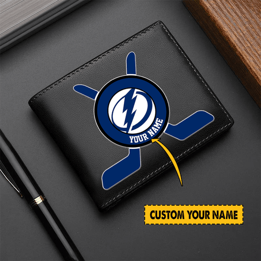 LIMITED EDITION - NEW CUSTOMIZED NHL12 TPL TAMPA BAY LIGHTNING LEATHER WALLET