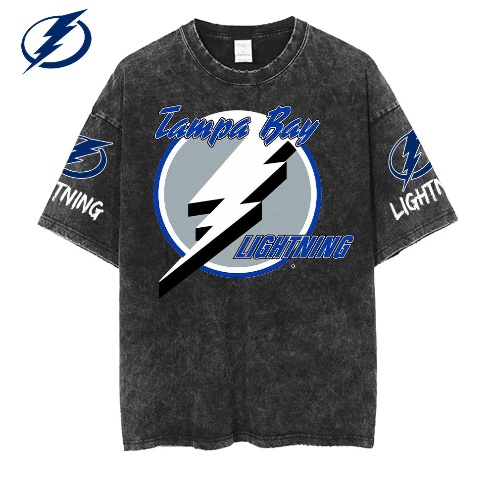 [SUPER SALE] NEW CUSTOMIZED NHL12 TPL TAMPA BAY LIGHTNING MULTICOLOR WASHED TEE