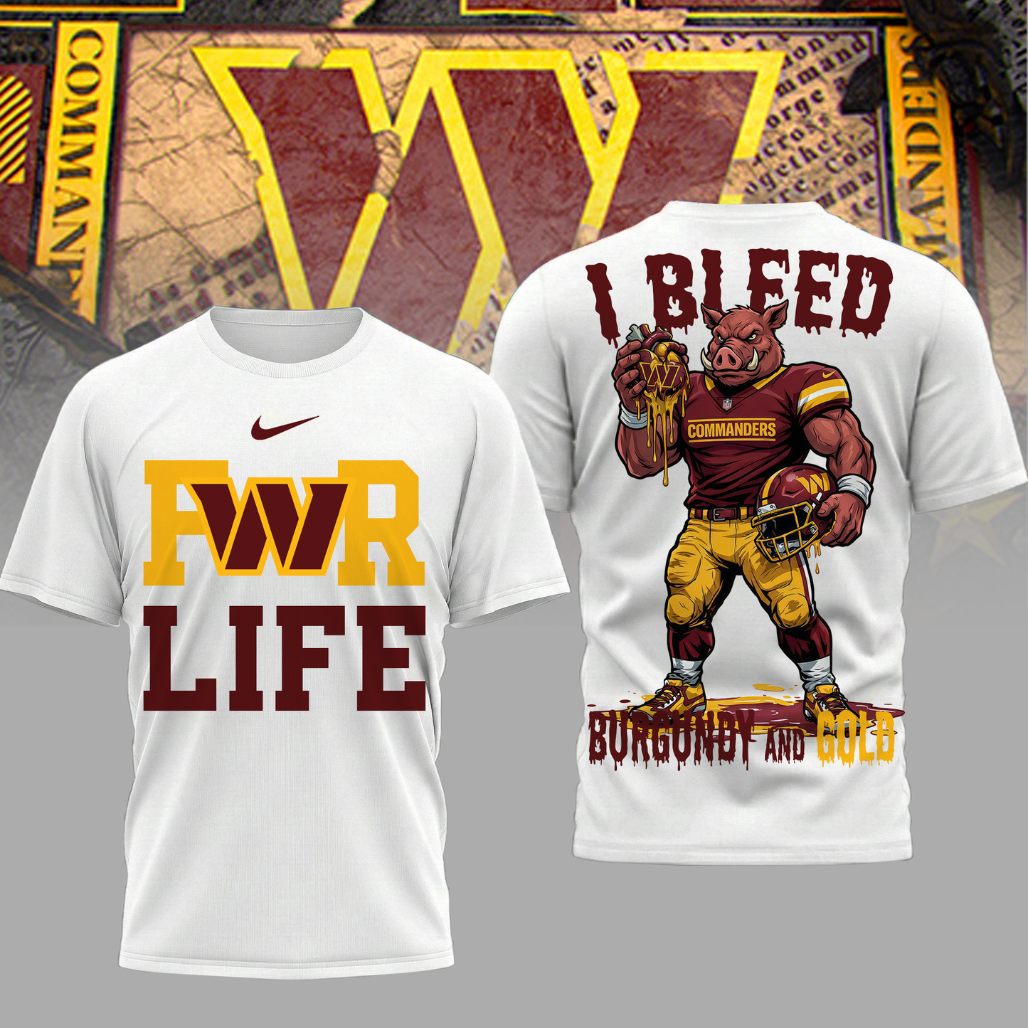 LIMITED EDITION - NEW CUSTOMIZED NFL12 WTC WS COMMANDERS UNISEX T-SHIRT, POLO & HOODIE