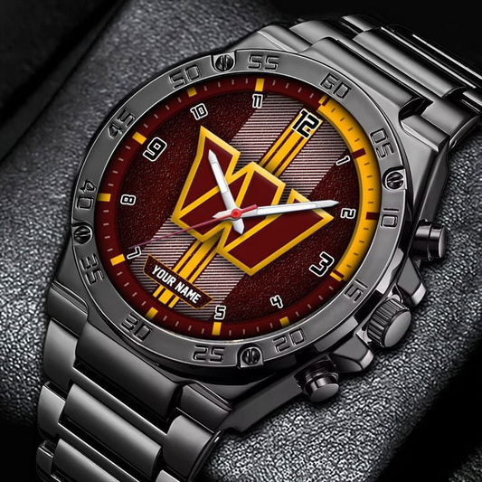 LIMITED EDITION - NEW CUSTOMIZED NFL12 WTC WASHINGTON COMMANDERS LUXURY STAINLESS STEEL WATCH