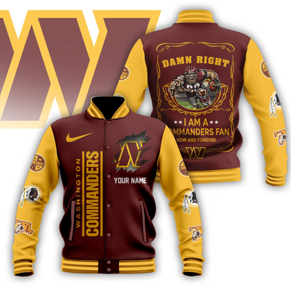 LIMITED EDITION - NEW CUSTOMIZED NFL12 WTC WASHINGTON COMMANDERS BASEBALL JACKET