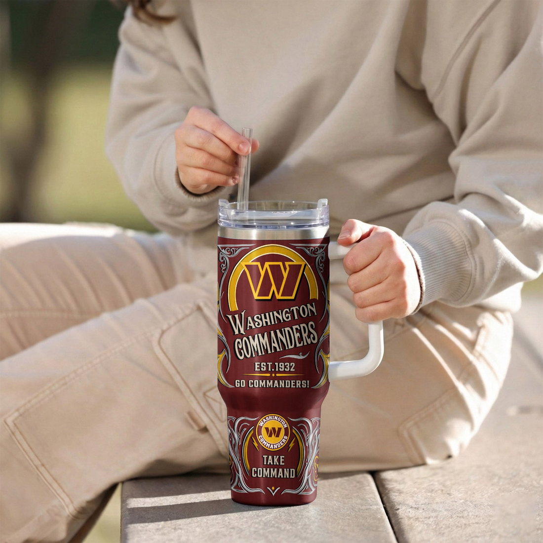 LIMITED EDITION - NEW CUSTOMIZED NFL12 WTC WASHINGTON COMMANDERS 40OZ TUMBLER
