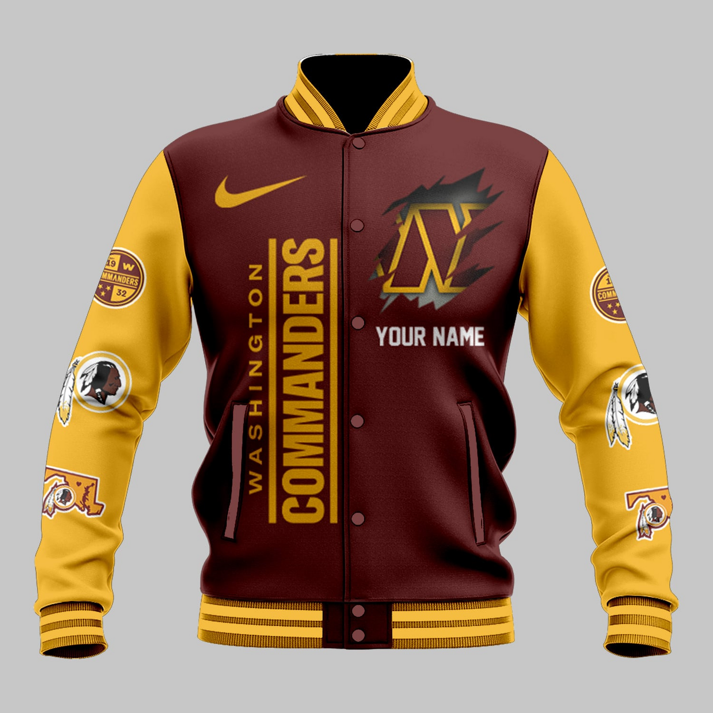 LIMITED EDITION - NEW CUSTOMIZED NFL12 WTC WASHINGTON COMMANDERS BASEBALL JACKET