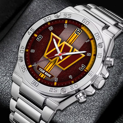 LIMITED EDITION - NEW CUSTOMIZED NFL12 WTC WASHINGTON COMMANDERS LUXURY STAINLESS STEEL WATCH